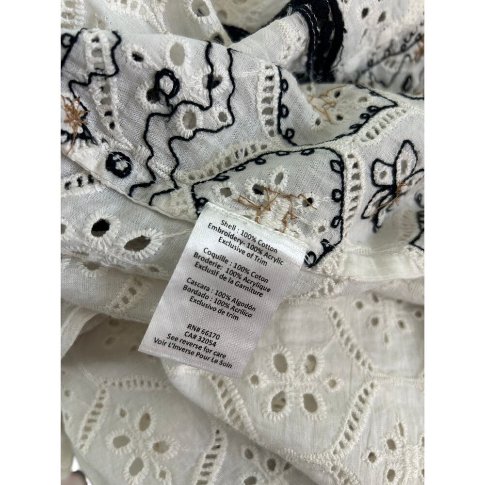 Hemant & Nandita Anthropologie Aditya Embroidered Tassel Tunic White Medium Boho - Picture 10 of 11